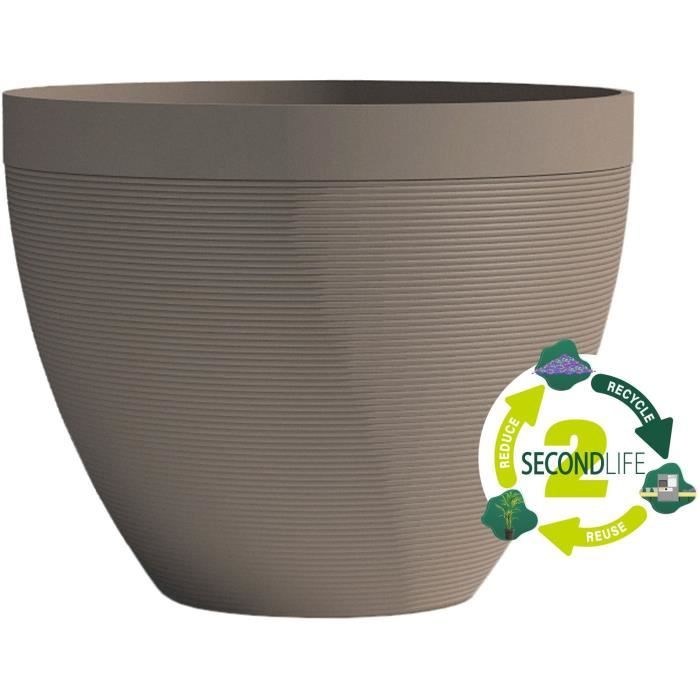 Pot de fleurs - GARDEN ID - Green Care Impact Taupe - 30 x 26 cm - Garanti 10ans - 100% recyclÈ - RÈsistant UV/gel