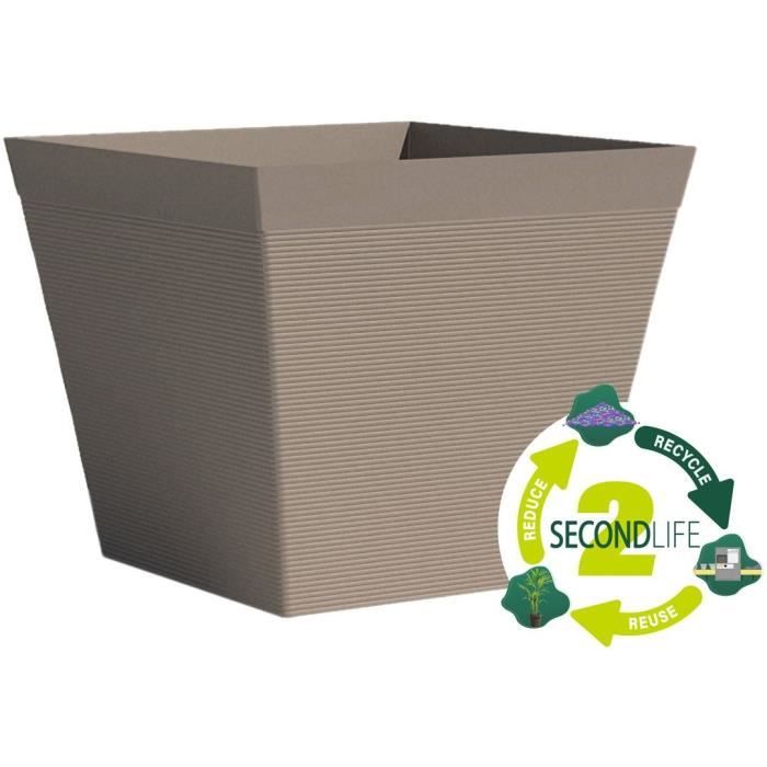 Pot carrÈ - GARDEN ID - Green Care Impact Taupe - 29 x 26 cm - Garanti 10ans - 100% recyclÈ - UV/gel rÈsistant