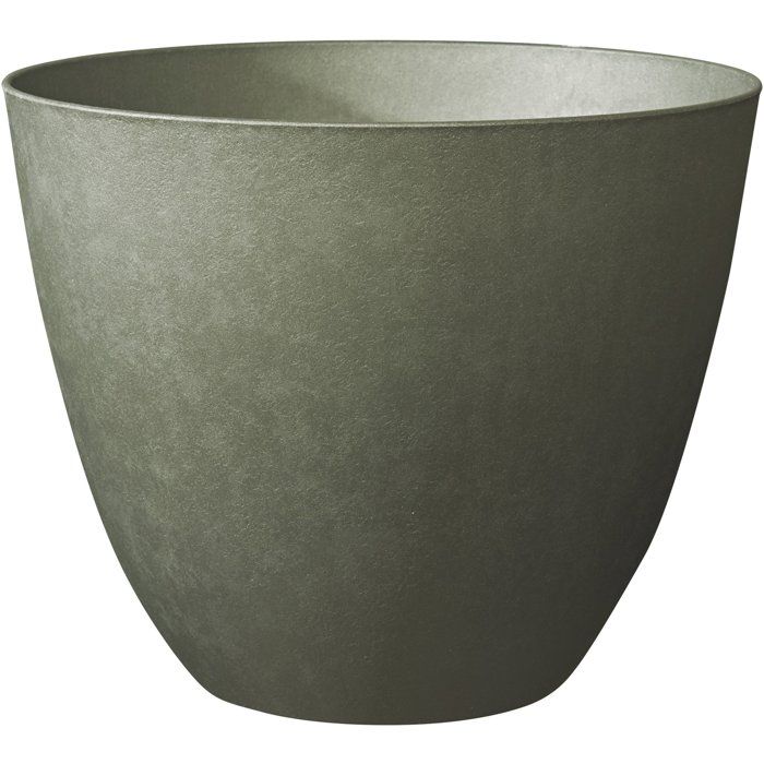 Pot de fleurs Rond Ø 50 cm - EDA - Element - 47,8 L - Système de drainage - Intérieur / Extérieur - Ø 48,8 x H 38,4 cm - Kaki