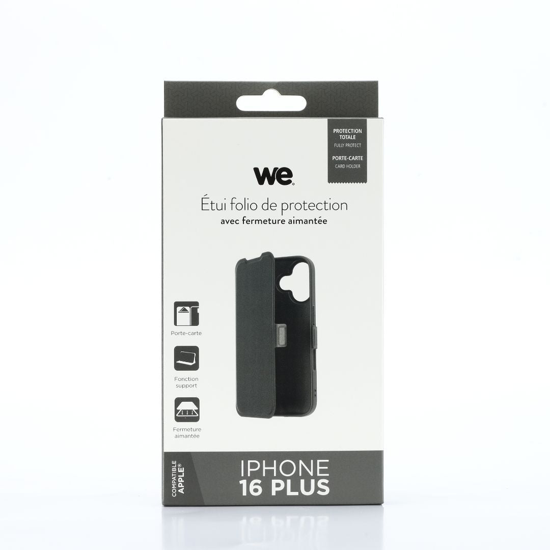 WE Etui folio AIMANTE APPLE IPHONE 16 PLUS Noir