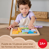 Fisher-Price - Puzzle Animaux en Bois - Tri de formes avec 13 pieces - Fisher-Price - JFG10