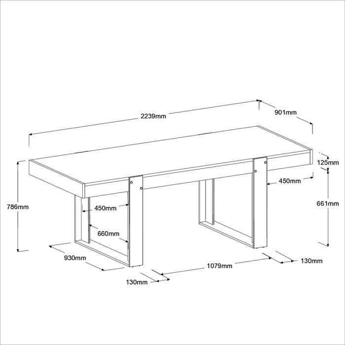 Ensemble enfilade + table LOFT - PARISOT - Chene Artisan et gris - 3 portes - 8 personnes