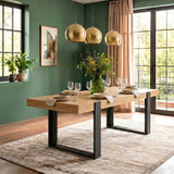 Table a manger - Rectangulaire - Panneaux de particules - Industriel - Loft - L 223,9 x P 93 x H 78,6 cm