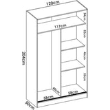 Armoire de chambre - Blanc - 2 portes coulissantes - L120 x P50 x H204 cm