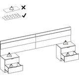 Tete de lit avec 2 tables de chevet a 2 tiroirs - Lamelles / Blanc - 248 x 34,2 x 96 cm