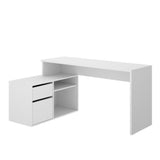 Bureau d'angle reversible 1 tiroir + 1 porte - Blanc - L 139 x P 92  x H 75 cm - ROX