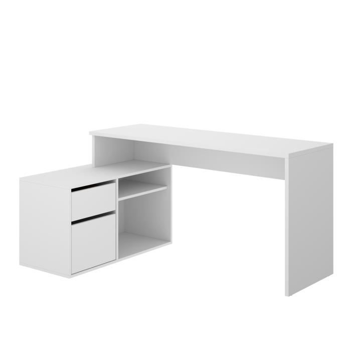 Reversible corner desk 1 drawer + 1 door - White - L 139 x D 92 x H 75 cm - ROX