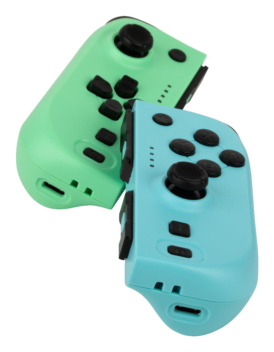 Manettes Joypads - Nintendo Switch et Switch OLED - KONIX - Autonomie 8 h - Fonction vibration - Vert et bleu