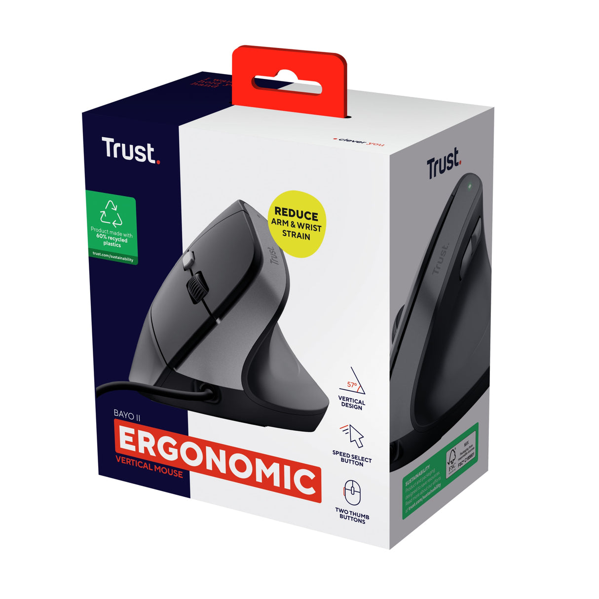 Souris filaire ergonomique Trust Bayo II (Noir)