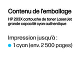 Cartouche de toner cyan HP 203X LaserJet grande capacité authentique (CF541X) pour HP Color LaserJet Pro M254/M280/M281