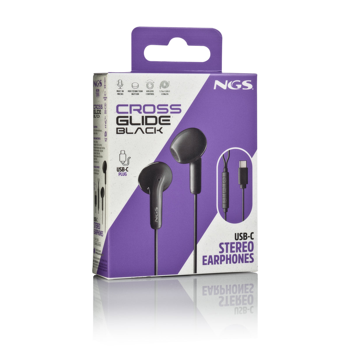 Ecouteur filaire avec micro NGS Cross Glide USB-C (Noir)