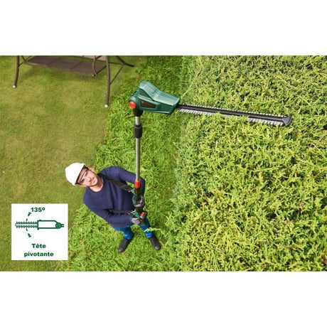 Taille-Haies sans fil télescopique Bosch - UniversalHedgePole 18 (1 Batterie 18 V 2,5 Ah, Chargeur, Longueur de lame 43 cm)