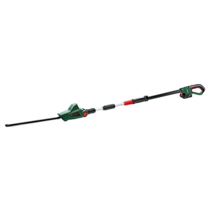 Bosch Telescopic Cordless Hedge Trimmer - UniversalHedgePole 18 (1 x 18 V 2.5 Ah Battery, Charger, 43 cm Blade Length)