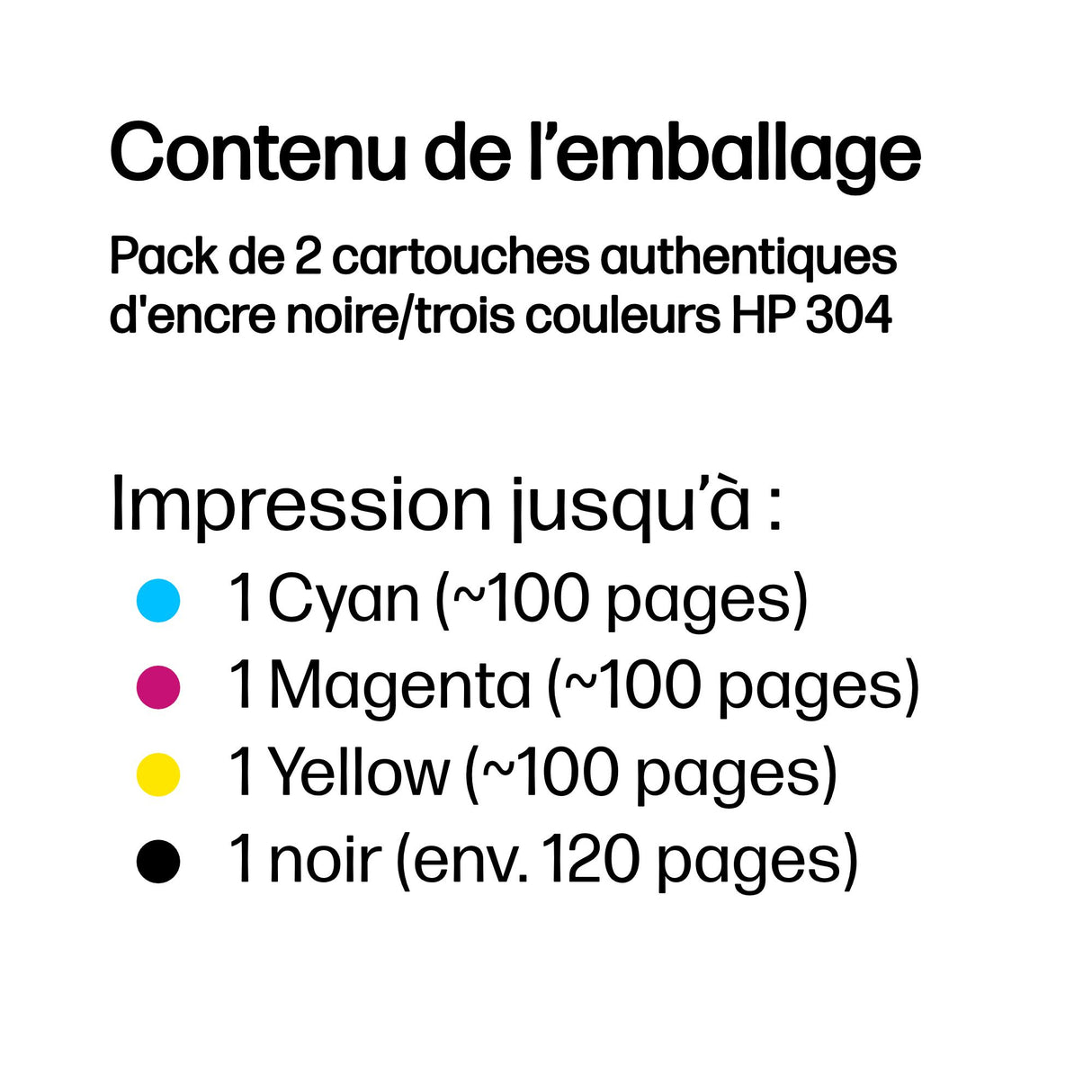HP 304 Pack de 2 cartouches d'encre noire et trois couleurs authentiques (3JB05AE) pour DeskJet 2620/2630/3720/3730, Envy 5020/5030