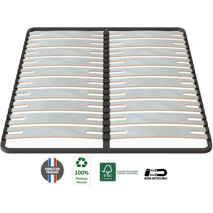 SEDAC Sommier OPTISIZE 160 x 200 -  Cadre a lattes extra large 141mm de largeur