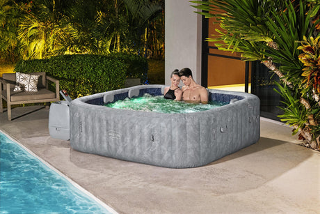 Spa gonflable BESTWAY - Lay-Z-Spa San Fransisco - Hydrojets - 230 x 230 x 71 cm - 5 a 7 places - Carré (couverture, 5 appuie-tete)