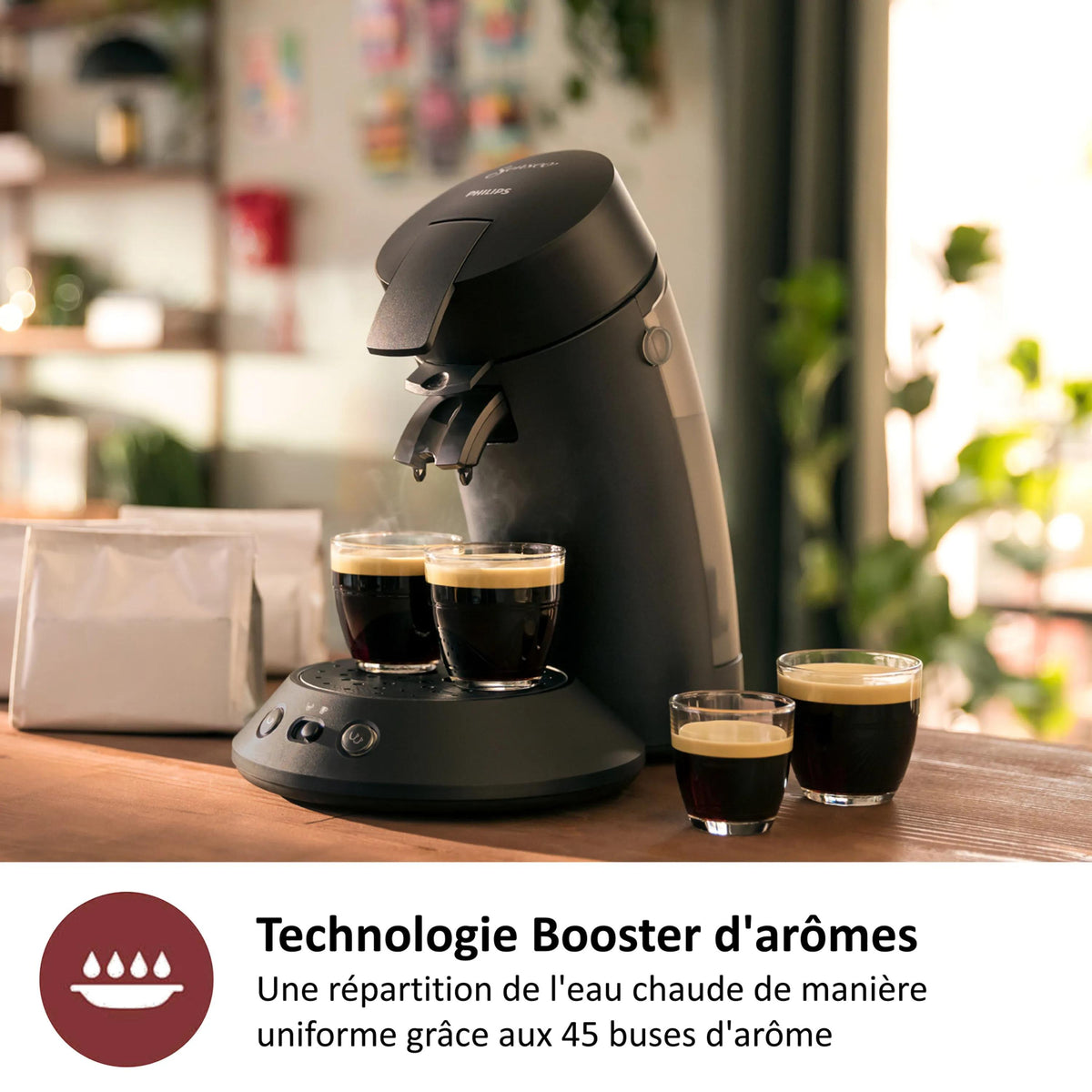 Cafetiere a dosette - PHILIPS - SENSEO - CSA210/61 - Original Plus - Noir intense