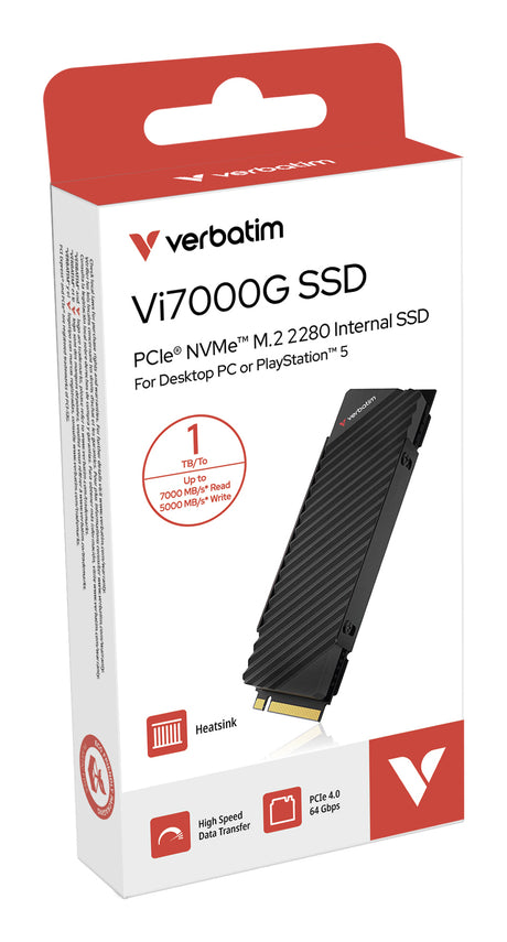 Disque SSD Verbatim Vi7000G 1To avec dissipateur  - NVMe M.2 Type 2280