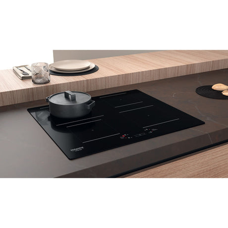 Table de cuisson induction - HOTPOINT - 4 foyers - L60 cm - HQ5660SNE - 7200 W - Revetement verre noir