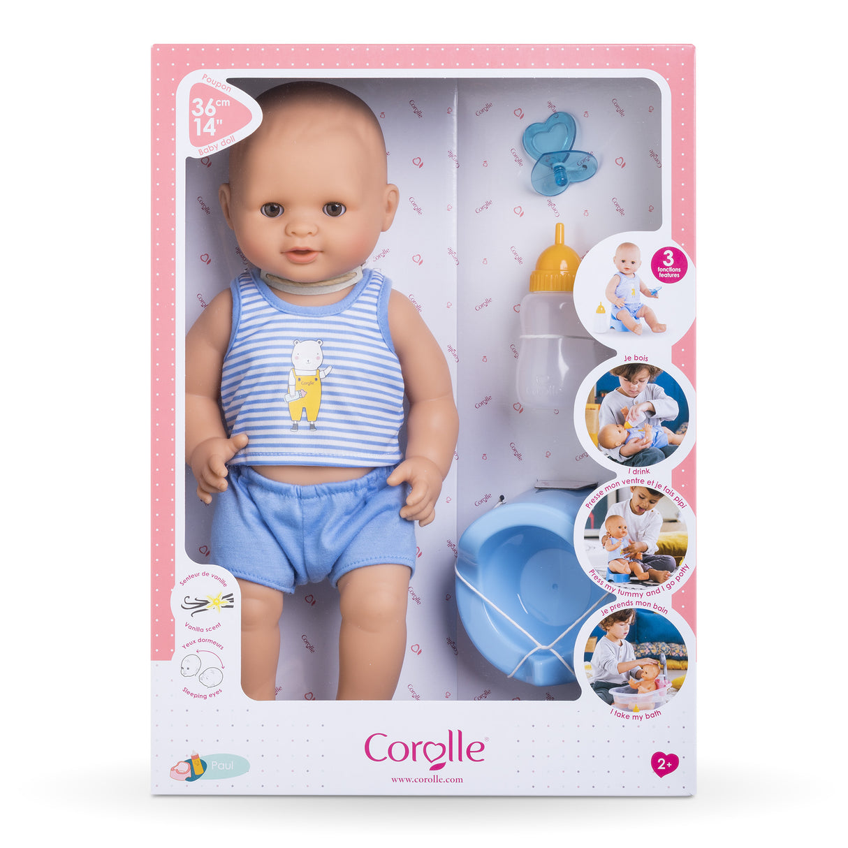 Corolle - Mon Grand Poupon - Paul fait pipi - Poupon 36cm sexué au corps vinyle - Des 2 ans