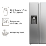 Réfrigérateur Américain - HAIER - HSW59F18EIMM - Classe E - 601 L - 36 dB - Platinium