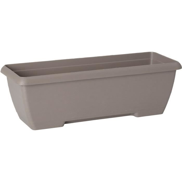 Planter - GARDEN ID Teramo - Taupe 60 cm - Solidity - Integrated water reserve - Recycled &amp; 100% recyclable - Volume for plants