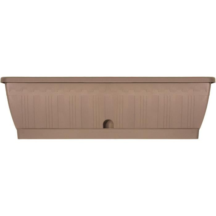 Jardiniere - GARDEN ID Terraflor - Taupe 60 cm - SoliditÈ - RÈserve d'eau - RecyclÈ & 100% recyclable - Volume pour plantes.