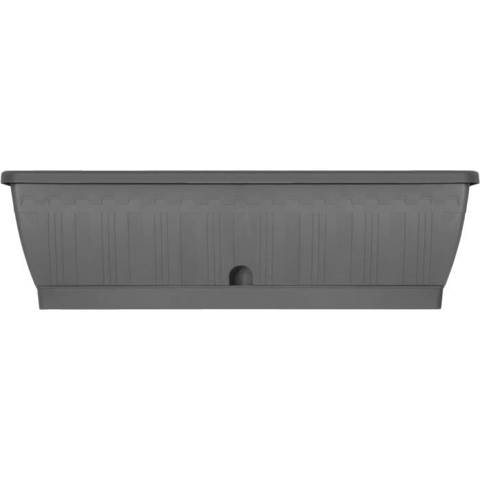 Planter - GARDEN ID Terraflor - Anthracite 60cm - Solidity - Water reserve - Recycled &amp; 100% recyclable - Volume for plants.