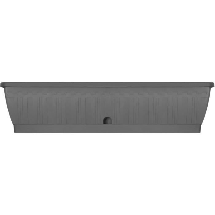 Planter - GARDEN ID Terraflor - Anthracite 80 cm - Solidity - Water reserve - Recycled &amp; 100% recyclable - Volume for plants.