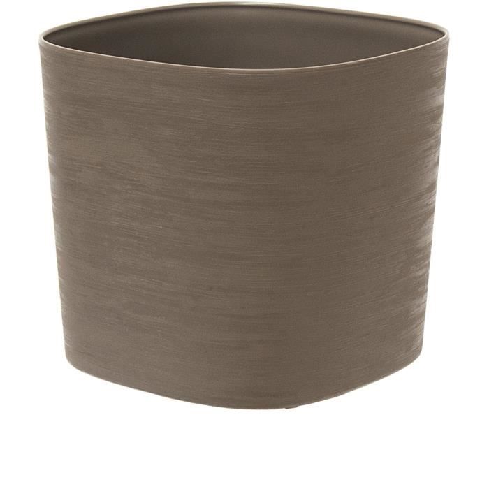 Pot with water reserve - GARDEN ID Respect - Taupe 20 x 20 cm - 100% household waste - 100% recyclable - Structured surface.