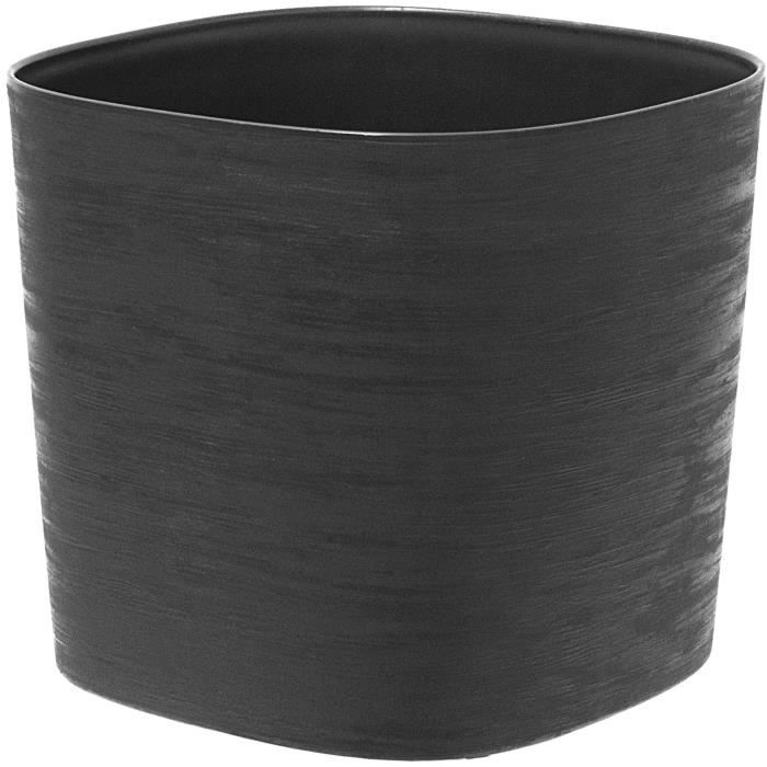 Pot with water reserve - GARDEN ID Respect - Black-Anth 20 x 20 cm - 100% household waste - 100% recyclable - Structured surface.