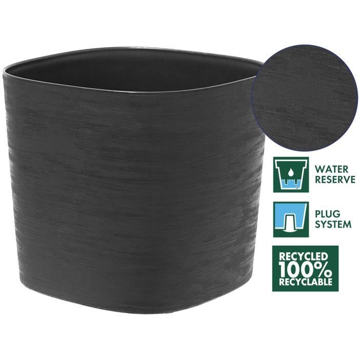 Pot avec rÈserve d'eau - GARDEN ID Respect - Noir-Anth 25 x 25 cm - 100% dÈchets mÈnagers - 100% recyclable - Surface structurÈe.