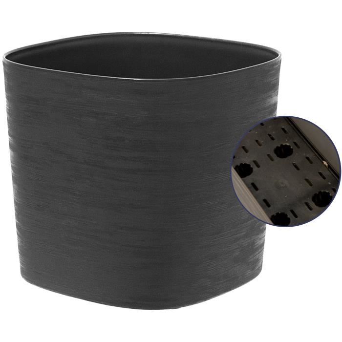 Pot avec rÈserve d'eau - GARDEN ID Respect - Noir-Anth 25 x 25 cm - 100% dÈchets mÈnagers - 100% recyclable - Surface structurÈe.