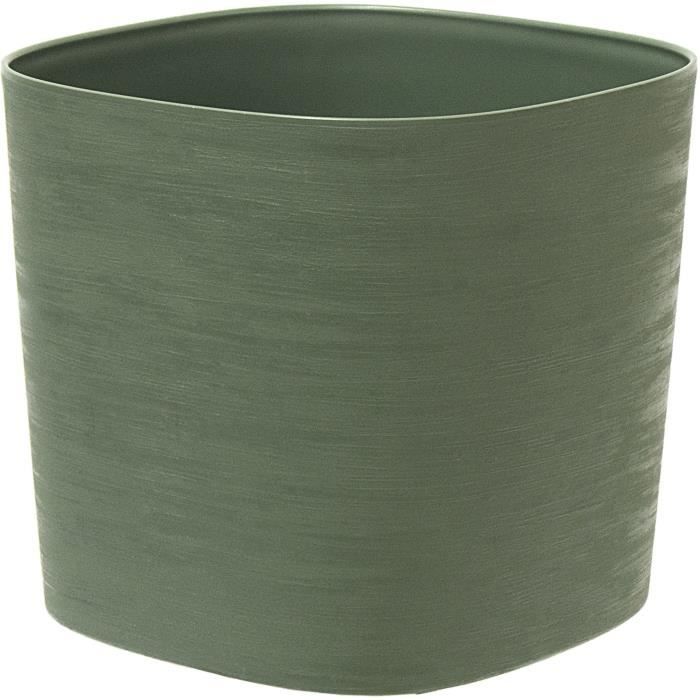 Pot avec réserve d'eau - GARDEN ID Respect - Vert de gris 40 x 40 cm - 100% déchets ménagers - 100% recyclable - Surface structurée.