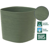 Pot avec réserve d'eau - GARDEN ID Respect - Vert de gris 40 x 40 cm - 100% déchets ménagers - 100% recyclable - Surface structurée.