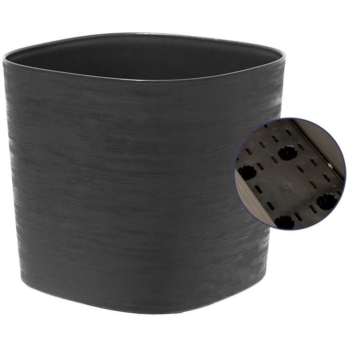 Pot avec réserve d'eau - GARDEN ID Respect - Noir-Anth 40 x 40 cm - 100% déchets ménagers - 100% recyclable - Surface structurée.