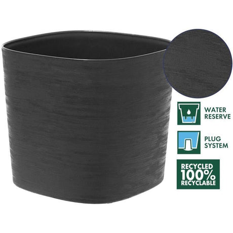 Pot avec réserve d'eau - GARDEN ID Respect - Noir-Anth 40 x 40 cm - 100% déchets ménagers - 100% recyclable - Surface structurée.