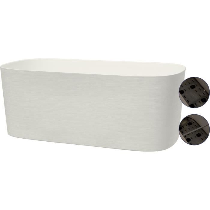 Jardiniere avec rÈserve d'eau - GARDEN ID Respect - Blanc 50 x 17 cm - 100% dÈchets mÈnagers - 100% recyclable - Surface structurÈe.