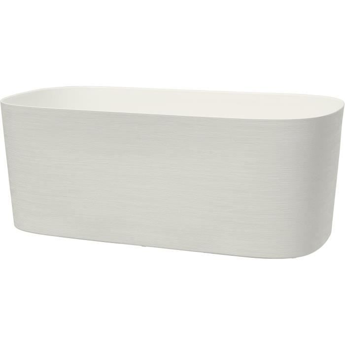 Jardiniere avec réserve d'eau - GARDEN ID Respect - Blanc 50 x 17 cm - 100% déchets ménagers - 100% recyclable - Surface structurée.