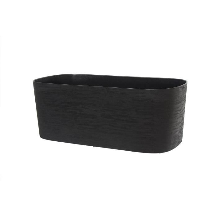 Jardiniere + réserve eau - GARDEN ID Respect - Noir-Anth 50 x 17 cm - 100% déchets ménagers - 100% recyclable - Surface structurée