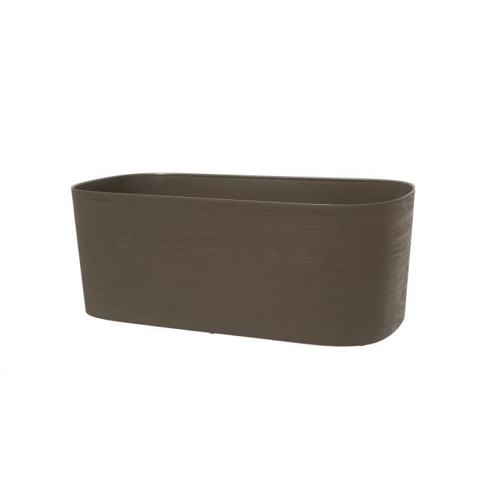 Jardiniere XL a rÈserve d'eau - GARDEN ID Respect - Taupe 80 x 38 cm - 100% dÈchets mÈnagers - 100% recyclable - Surface structurÈe.