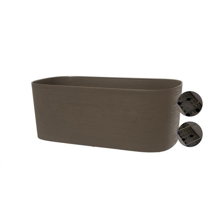 Jardiniere XL a rÈserve d'eau - GARDEN ID Respect - Taupe 80 x 38 cm - 100% dÈchets mÈnagers - 100% recyclable - Surface structurÈe.