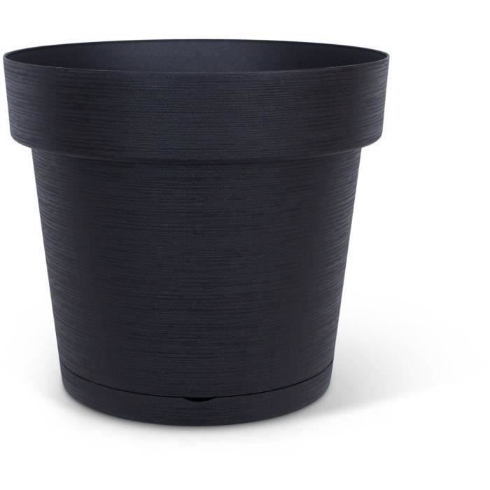 Water reserve pot - GARDEN ID Glamour - Anthracite 40 cm - Grainy surface - Indoor/outdoor - Sleek design.