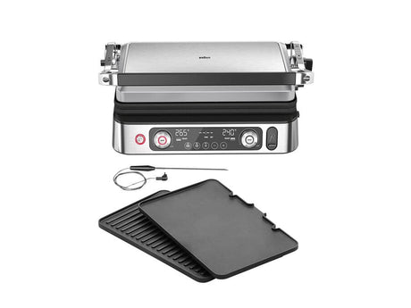 Grill multifonctions - BRAUN - Multi Grill 9 Pro - 2200 W - 3 positions de chauffe - Noir / Acier