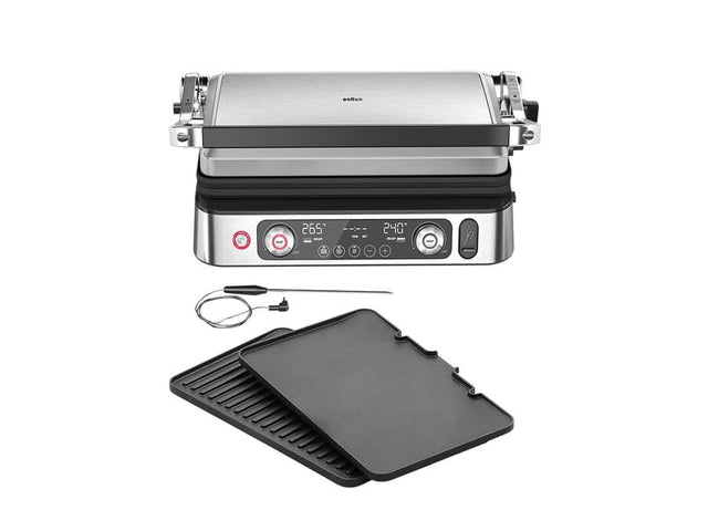 Grill multifonctions - BRAUN - Multi Grill 9 Pro - 2200 W - 3 positions de chauffe - Noir / Acier