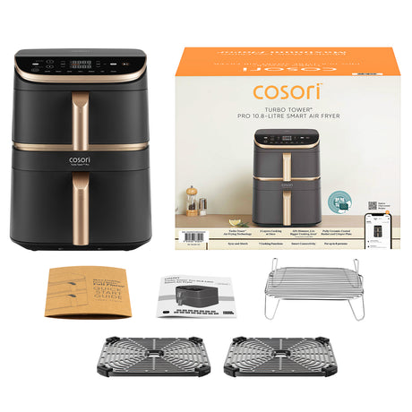 Friteuse sans huile COSORI - Turbo Tower Pro Smart - Capacité 10,8L - 7 programmes - 2630W - Noir