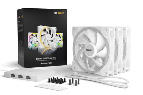 Lot de 3 Ventilateurs de boitier be quiet! Light Wings RGB - 12cm (Blanc)
