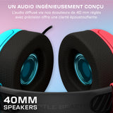 Casque gaming filaire - TURTLE BEACH - TBS-8002-25 - Airlite Fit - Sous licence officielle de Nintendo Switch™ - Bleu fluo et rouge