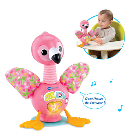 VTECH Flamingo Rigolo — Jouet d'éveil flamant rose 9-36 mois, sons, mélodies et ventouse