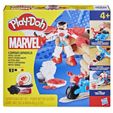 Play-Doh Captain America, coffret Moto tranchante avec figurine flexible, 3 accessoires et pâte a modeler, des 4 ans, Marvel
